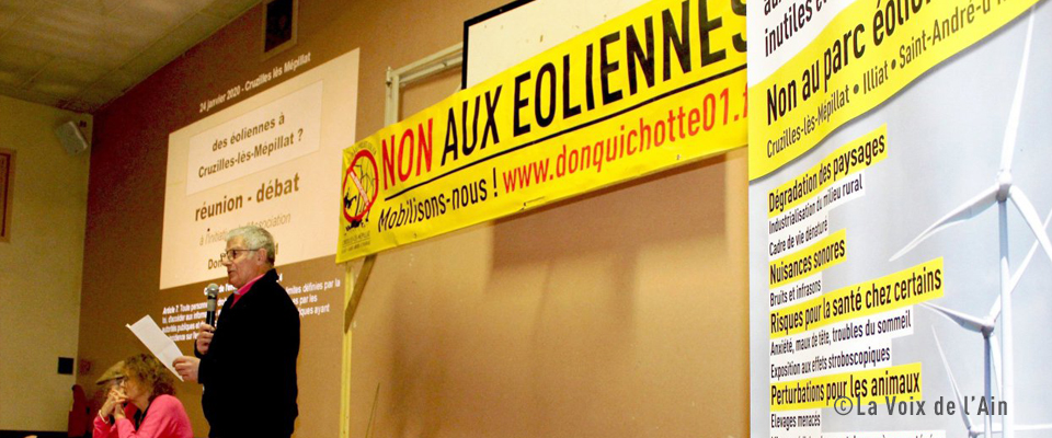 La Voix de l’Ain – L’association Don Quichotte 01 poursuit sa mobilisation contre le parc éolien (31/01/20)